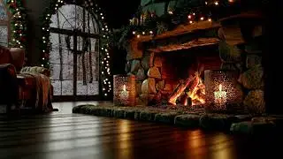 Cozy Ambience Winter Blizzard ❄️ Christmas Stone Cabin Fireplace | Deep Sleep No Music 10 Hours 4K
