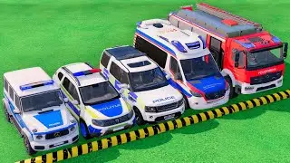 TRANSPORTING POLICE CARS, FIRE DEPARTMENT, AMBULANCE VEHICLES WITH TRUCKS ! Farming Simulator 22 #28