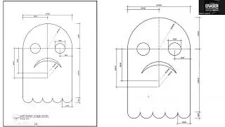 Чертеж из AutoCAD, точно изображающий грустного призрака.