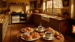 Baking & Coffee in Cozy Autumn Kitchen 🍂 | Fireplace & Relaxing Ambience