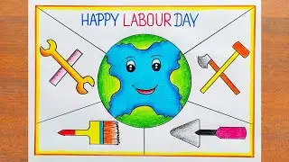 Labour Day Drawing / World Labour Day Poster Drawing Easy Step by Step / Happy Labour Day Drawing