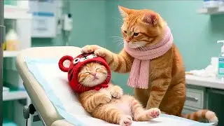 Caring Cat Comforts Kitten at the Vet | Kitten Love story 