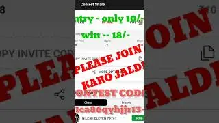 code-1ca86qyhjjr13-  jaldi join Karo today ipl dream11 private contest #dream11 link in description