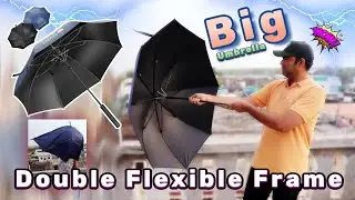 Double Frame Big 54 Inch Flexible Umbrella 16 Ribs | ISABRELLA | Wind Storm & Water Proof Fancy Big