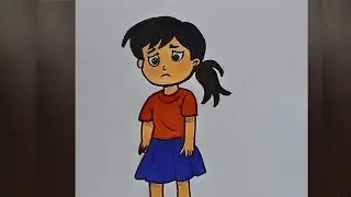 How to draw a girl with a sad expression | Drawing and Colouring | Drawing for Kids | #kidsdrawing