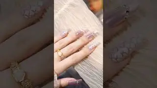 Mermaid Fairy Skirt With Pearl Shell And Cat Eye Design | Nail art design