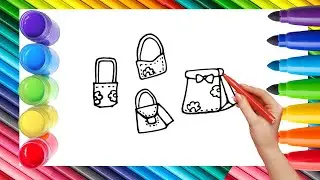 How To Draw cute Bag Drawing, Painting & Coloring For Kids and Toddlers_ Child Art 🐋🌈🎨