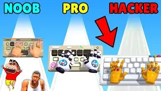 NOOB vs PRO vs HACKER in Typing Shooter THANOS HANDS with SHINCHAN and CHOP