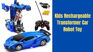 HILLSTAR RC Car for Kids Rechargeable Transformer Car Robot Toy, One-Button Deformation Car Model