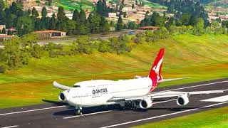 Boeing 787 Accelerating Toward Liftoff at Madeira Airport