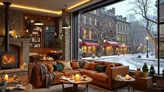 Soft Jazz Behind the Window ❄️ Cozy Caf&eacute; Mood While Snow Covers the Quiet Street