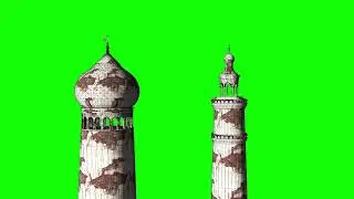 Old building on a green screen, mosque. Download footage on a green background (chromakey)