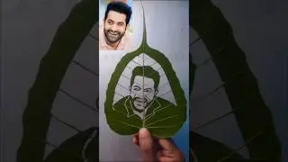 South actor NTR drawing on leaf 🌿🔥😱#shorts #aryaart755 #ntr #leafart