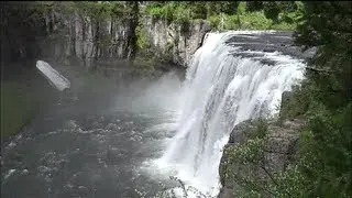 It's spring and the water is flowing at the falls.