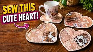 How to Sew a Heart-Shaped Mug Rug | Scrap Fabric Sewing Tutorial (Beginner Friendly)