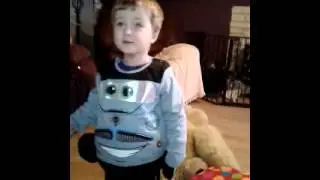 Samuel dressed as finn mcmissile dancing round