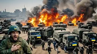Total Destruction: Joint Ukraine-NATO Armored Vehicle Convoy Ambushed and Set on Fire by Russia