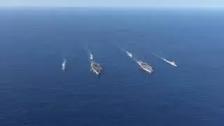 USS John C  Stennis and USS Ronald Reagan dual carrier strike force exercise