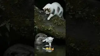 Mama Cat Panics as Otter Rescues Baby Kitten