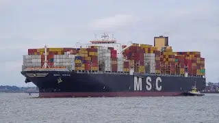 Containership MSC IRENE departs berth7 at the Port of Felixstowe 6/9/22