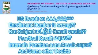 Madras University | Distance Education | UG Result Doubts Clearing Video
