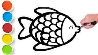 How to draw Rainbow Fish Drawing Easy Coloring, Painting Tutorial for kids