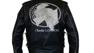 Mens Black Leather Eagle Embossed Motorcycle Jacket