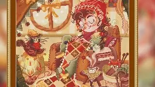 🧶La petite fille qui tricote 🧶 @minimeuhpetitescroix #crossstitch #pointdecroix 