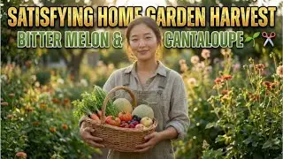Satisfying Home Garden Harvest: Bitter Melon & Cantaloupe 🌱✂️