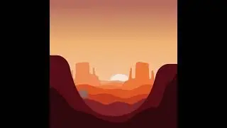 Ball rolling down hill during sunset animation