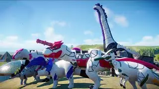 Dinosaur Force Brave Zords Battle and Rampage: Guntyra, Giga Bragigas, Shovecera, RapX