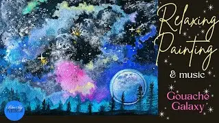 Easy Beginner Gouache Galaxy Painting &hearts; Blue Sky Paintbrush | Longform January 2026 #art #painting