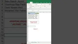Split last name in excel | #shorts | Kallanai YT