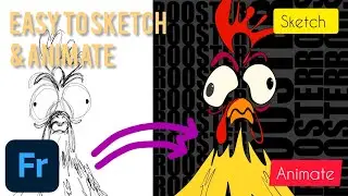 Sketch ROOSTER and Colouring for 2d Animation in Adobe Fresco
