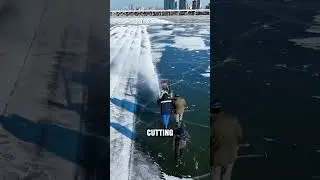 How People Safely Cut Ice Frozen Rivers #shortvideo #trivia #shorts