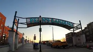 Восход солнца: от Пеннс-Лэндинга, Старого города до реки Делавэр 🎄Филадельфия, Пенсильвания, 4K