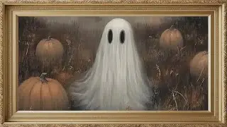 3 Hours Vintage Halloween Art with Gold Ornate Frame for TV with Cozy Spooky Music