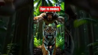 tiger 🐅 vs monkey 🐒 #tiger #monkey #shorts