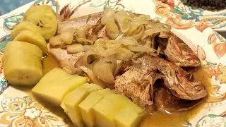 Basic Haitian Food: Fish, Boiled Plantains and Yams, Pwason Gro Sel