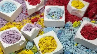 Colorful Fresh Pebble Bombs | Rolling Pin Crush | ASMR
