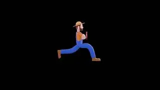 3D Cartoon Farmer Character Turntable | Walking Fast with Heart Icon