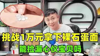 带美女粉丝挑战1万元拿下裸石蛋面，卖价竟比天还高，她能捡漏心仪宝贝吗？【钻石林老五】