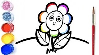 Glitter Rainbow Flower coloring and drawing Learn Colors for kids | Simple Toy Art