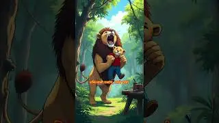 A Brave lion save his son from hunters #follow #lion and his son story #like #animals #share