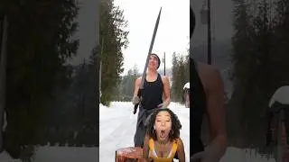 SLICING THROUGH STEREOTYPES 🗡️🟤 A Girl and Her Wood-splitting Sword! #reaction
