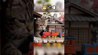 Relaxing Diorama Scene with Real Cat, Tiny Train, Cherry Blossoms & No Talking ASMR
