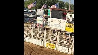 Marble Falls Rodeo.                             First Responder Steer Saddle Ride