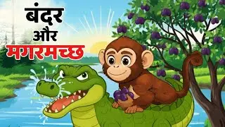 बंदर और मगरमच्छ | Monkey and Crocodile | Kahani | Bandar Aur Magarmachh | Moral Hindi Story |
