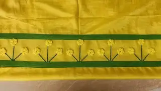 Yellow Fabric Floral Lace Border Design | Simple & Stylish Border Idea&rdquo;#youtubeshorts #fashion 
