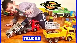 Fast Lane Action Wheels Air Pump Action Worker Tow Truck And Lift Construction Trucks